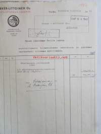 Barker - Littoinen Oy Puuvillatehdas, tammikuu 9. 1943. -asiakirja