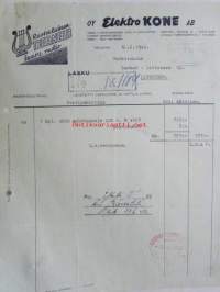 Ab. Elektro KONE Oy. Helsinki 16/6 1942. -asiakirja