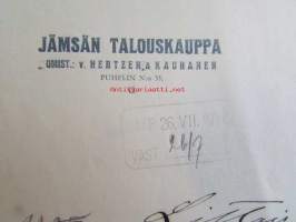 Jämsän Talouskauppa Hertzen &amp; Kauhanen, heinäkuun 24. 1928. - asiakirja