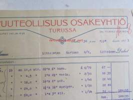 Puuteollisuus Osakeyhtiö Turussa, Turku 30. syyskuuta 1921. - asiakirja