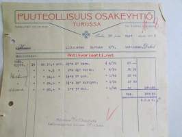 Puuteollisuus Osakeyhtiö Turussa, Turku 30. syyskuuta 1921. - asiakirja