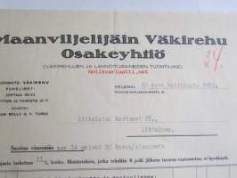 Maanviljelijäin Väkirehu Osakeyhtiö, 23. huhtikuuta 1923 - asiakirja