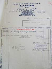 Keskusosuuskunta LABOR r.l. Turku 13. toukokuuta 1941. - asiakirja