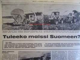 Koneviesti 1974 nr 17 -mm. Tuleeko maissi Suomeen, Kyntömestarit 1974, Maatalouskoneasentajia koulutetaan, Metsätraktorit 1974, Tuloksia kokopuuhaketuksista,