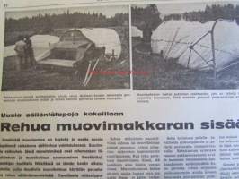 Koneviesti 1974 nr 14 -mm. Puimurisuunnittelijan puheenvuoro, Lakoviljan puinti, Kuivurin kunnostus, Maatalouskaupan puheenvuoro, Tuorerehu muovisäkkiin,