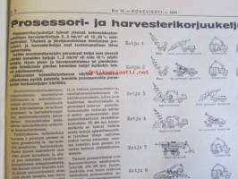 Koneviesti 1974 nr 14 -mm. Puimurisuunnittelijan puheenvuoro, Lakoviljan puinti, Kuivurin kunnostus, Maatalouskaupan puheenvuoro, Tuorerehu muovisäkkiin,