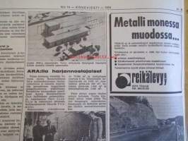 Koneviesti 1974 nr 14 -mm. Puimurisuunnittelijan puheenvuoro, Lakoviljan puinti, Kuivurin kunnostus, Maatalouskaupan puheenvuoro, Tuorerehu muovisäkkiin,
