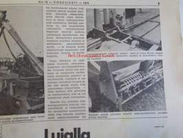 Koneviesti 1974 nr 15 -mm. Näyttelyissä nähtyä, Maailman kyntöhuiput Viikissä, Vaihtelua viljelykiertoon, Kotitarvemyllyjä, Tuoresäilötyn viljan