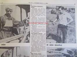 Koneviesti 1974 nr 15 -mm. Näyttelyissä nähtyä, Maailman kyntöhuiput Viikissä, Vaihtelua viljelykiertoon, Kotitarvemyllyjä, Tuoresäilötyn viljan