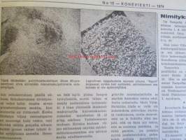 Koneviesti 1974 nr 15 -mm. Näyttelyissä nähtyä, Maailman kyntöhuiput Viikissä, Vaihtelua viljelykiertoon, Kotitarvemyllyjä, Tuoresäilötyn viljan