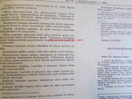 Koneviesti 1974 nr 15 -mm. Näyttelyissä nähtyä, Maailman kyntöhuiput Viikissä, Vaihtelua viljelykiertoon, Kotitarvemyllyjä, Tuoresäilötyn viljan