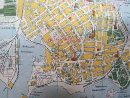 Welcome to Helsinki / Helsingin Osakepankki / Helsingfors Aktiebank -guide / map of Helsinki -matkailukartta 1956