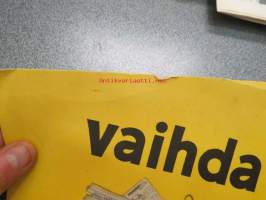 Vaihda paperi täällä -paperinkeräyskampanjan vastaanottopisteen juliste