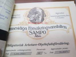 Dalsbruk Oy -vakuutusasiakirjoja liitteineen, koko kansio, aikaväli 1930-1955