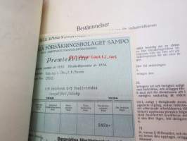 Dalsbruk Oy -vakuutusasiakirjoja liitteineen, koko kansio, aikaväli 1930-1955
