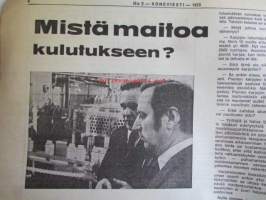 Koneviesti 1973 nr 2 -mm. Mistä maitoa kulutukseen?, Siemenessä sadon avain, Vanerielementtinavetta kokonaisratkaisu, Maatalouden koneistaminen Puolassa,