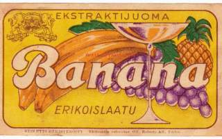 Banana - Ekstraktijuoma, erikoislaatu.  Juomaetiketti.