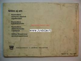 Saab V4 1969 -instruktionsbok, käyttöohjekirja, ruotsinkielinen