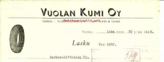 Vuolan Kumi Oy Turku  30.11.1948  - firmalomake
