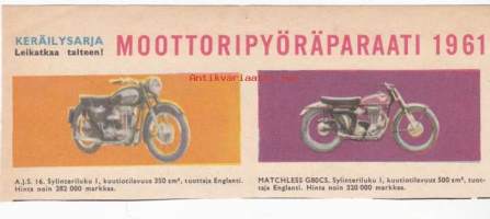 Seuran keräilysarja -  Moottoripyöräparaati 1961. A.J.S. 16 ja MATCHLESS G80CS.