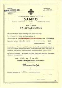 Keskinäinen Vakuutusyhtiö Sampo, Turku - Ainainen palovakuutus 1951 - vakuutuskirja
