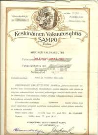 Keskinäinen Vakuutusyhtiö Sampo, Turku - Ainainen palovakuutus 1942 - vakuutuskirja