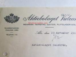 Aktiebolaget Vulcan Mekanisk verkstad Gjuteri Plåtslageri &amp; slip, 29. november 1921. - asiakirja