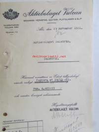Aktiebolaget Vulcan Mekanisk verkstad Gjuteri Plåtslageri &amp; slip, 29. november 1921. - asiakirja