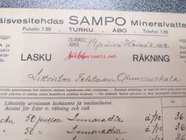 Kivennäisvesitehdas Sampo Turku, lasku Littoisten Tehtaan Osuusruokalalle 14.7.1922