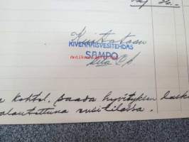 Kivennäisvesitehdas Sampo Turku, lasku Littoisten Tehtaan Osuusruokalalle 30.6.1925