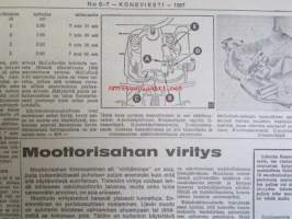 Koneviesti 1967 nr 6-7 -mm. Tanskalainen S-piikkiäes, Hydraulimoottori V, Kontu-Kasvinsuojeluruisku, Maatalouskoneita pohjoismaisilla messuilla, Korkean rehun