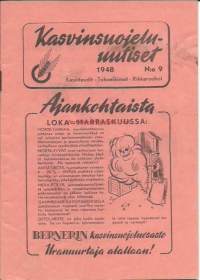 Kasvinsuojelu-uutiset 1948 nr 9 - koloradokuoriainen, onko rottia,  mainoksia