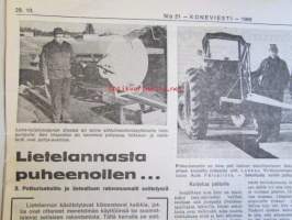 Koneviesti 1969 nr 21 -mm. Suuren lännen karjataloutta, Lannoitanko keväällä vai syksyllä, Lietelannasta puheenollen, Leikkuupuimurit säilytyskuntoon,