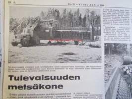 Koneviesti 1969 nr 21 -mm. Suuren lännen karjataloutta, Lannoitanko keväällä vai syksyllä, Lietelannasta puheenollen, Leikkuupuimurit säilytyskuntoon,