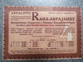 Raha-arpa, Raha-arpajaiset huhtikuu 1934 nr 33097