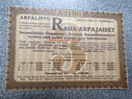 Raha-arpa, Raha-arpajaiset maaliskuu 1933 nr 21468