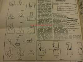 Koneviesti 1969 / 1. 13.1.1969.sis mm,.Kotimainen monitoimikone karsii ja katkoo.TR-hydopankko.Kehäohjattava yksitelainen traktori puutarhurin