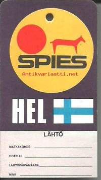Spies HEL  lähtö / kotimatka  - matkalaukkumerkki