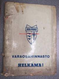 NSU / Helkama Oy:n maahantuomien autojen huoltotiedotuksia, myyntikurssi, varaosahinnasto yms. NSU-autojen maahantuontiin ja jälleenmyyntiin liittyvää, 4 cm nippu