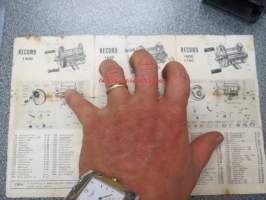 Record 1300, 1550, 1500, 1600, 1700, 1800, Precision, Standard - Reservdelar för spinrullar / flugrullar -kelojen varaosaluettelo