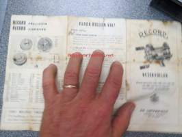Record 1300, 1550, 1500, 1600, 1700, 1800, Precision, Standard - Reservdelar för spinrullar / flugrullar -kelojen varaosaluettelo