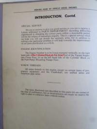 Perkins Diesel Engines Spare parts list to Four 99, Commencing engine number 7000251  -dieselmoottoreiden varaosaluettelo