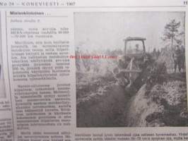 Koneviesti 1967 nr 24 -mm. Isäntäkoulutus ennakkohuolto ja leikkuupuimuri, Ennakohuoltoon tutustumassa, Agronomien maatilataloudellisilla neuvottelupäivillä