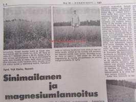 Koneviesti 1967 nr 16 -mm. Viljan siirtoa kuivatusilmalla, Perheviljelmien kotieläintalouden koneellistamisesta, Keskittymisilmiöitä kansainvälisessä