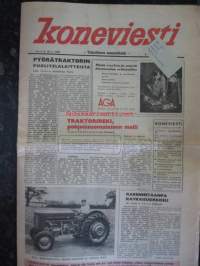 Koneviesti 1958 / 4 . 26.2.1958 sis. mm. seur. artikkelit / kuvat; Koeajo Fiat 500.Massey-Ferguson 65 traktori.Traktorireki,pohjoissuomalainen malli.Omatekoinen