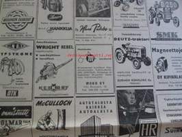 Koneviesti 1958 / 4 . 26.2.1958 sis. mm. seur. artikkelit / kuvat; Koeajo Fiat 500.Massey-Ferguson 65 traktori.Traktorireki,pohjoissuomalainen malli.Omatekoinen