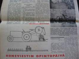 Koneviesti 1958 / 4 . 26.2.1958 sis. mm. seur. artikkelit / kuvat; Koeajo Fiat 500.Massey-Ferguson 65 traktori.Traktorireki,pohjoissuomalainen malli.Omatekoinen