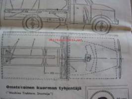 Koneviesti 1958 / 4 . 26.2.1958 sis. mm. seur. artikkelit / kuvat; Koeajo Fiat 500.Massey-Ferguson 65 traktori.Traktorireki,pohjoissuomalainen malli.Omatekoinen