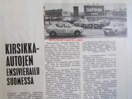 Moottori 1971 nr 2, sis. mm. seur. artikkelit / kuvat / mainokset, kansikuva Sprite asuntovaunu, Onko autosi liikenneturvallinen?, Kirsikka-auto Datsun Cherry,