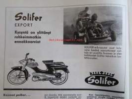 Moottori-urheilu 1960 nr. 7-8 -mm.  David Bickers varmisti EM-arvonsa Ruotsin GP:ssä, Maria Kaizer euroopanmestari, bSA 250 cc C15 -moottoripyörä, Husqvarna